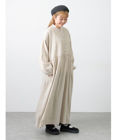 【Cross×Linen】ギャザーワンピース