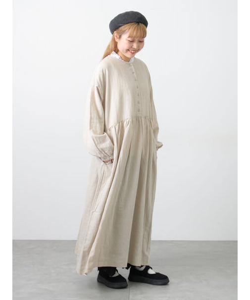【Cross×Linen】ギャザーワンピース