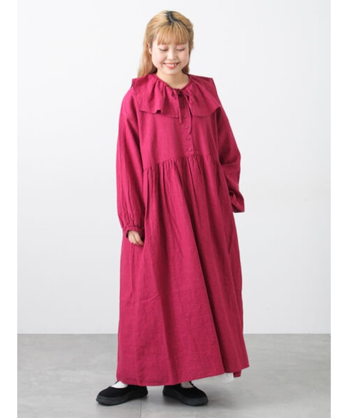 【Cross×Linen】ギャザーワンピース