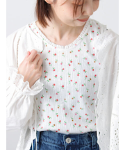 花柄パターンメッシュレース付ノースリーブ