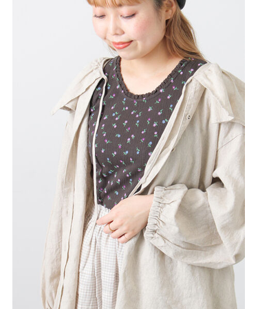 花柄パターンメッシュレース付ノースリーブ