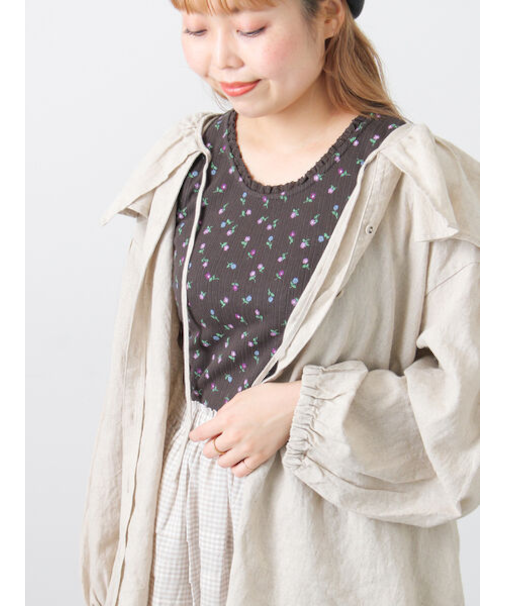 花柄パターンメッシュレース付ノースリーブ