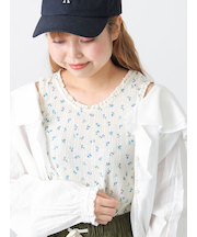 花柄パターンメッシュレース付ノースリーブ