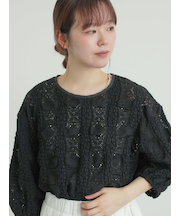 レース膨れジャガードプルオーバー