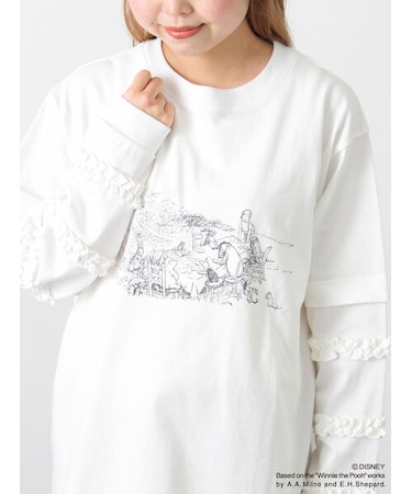 【Disney】くまのプーさん袖フリルロンT