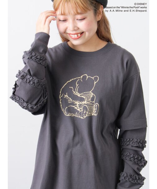 【Disney】くまのプーさん袖フリルロンT