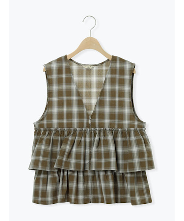 (セットアップ可)フリルジップベスト