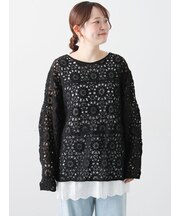 モチーフ編みニットプルオーバー