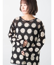 モチーフ編みニットプルオーバー