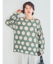 モチーフ編みニットプルオーバー