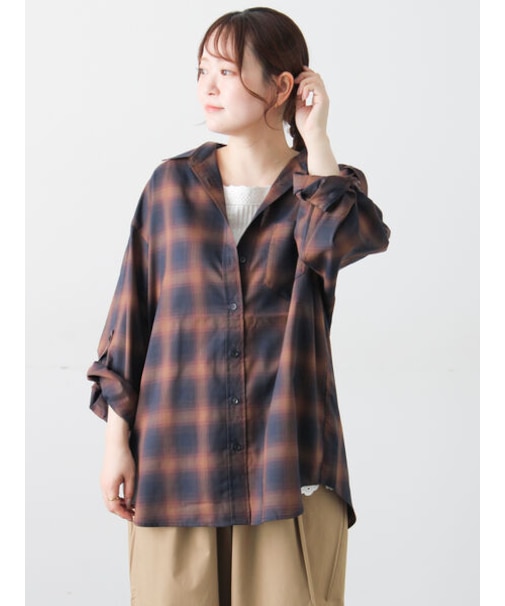 オンブレチェックシアーシャツ