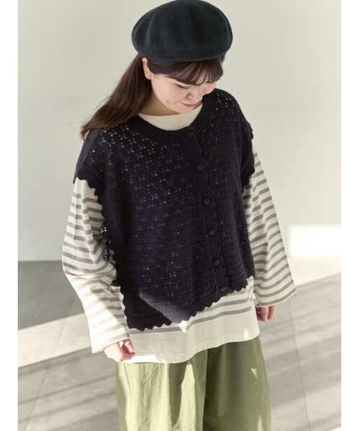 【Cross×Staff】前後2WAYニットベスト