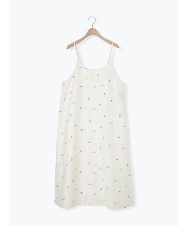 シアー楊柳刺繍キャミソールワンピース