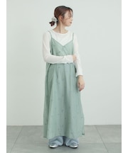 シアー楊柳刺繍キャミソールワンピース