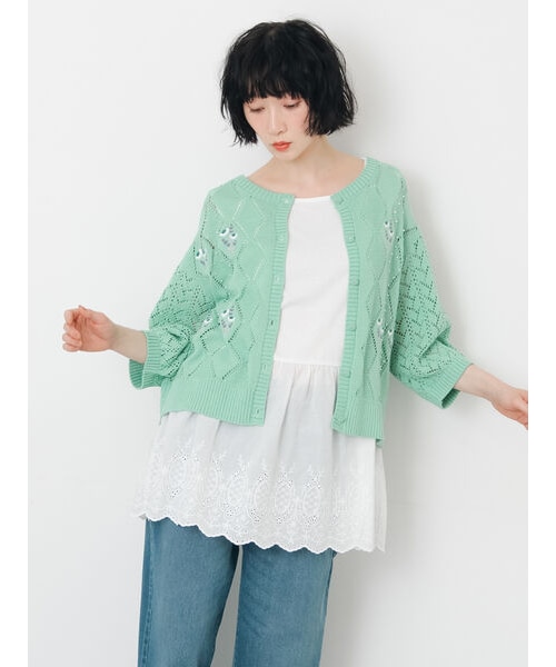 ビーズ花刺繍カーディガン｜サマンサモスモスの通販｜&mall（アンド