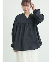 【多機能】フリル切替スキッパーシャツ