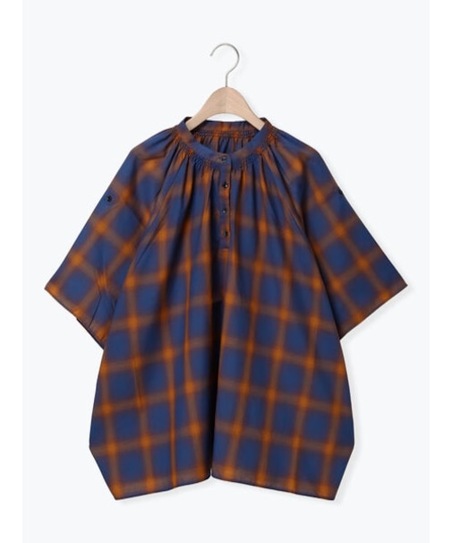 オンブレチェックシアースモッグブラウス