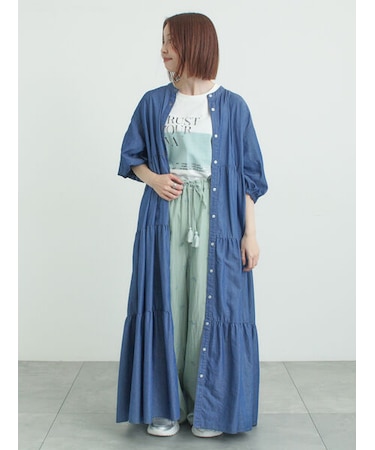 【接触冷感】ライトオンスデニムワンピース