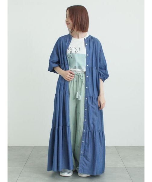 【接触冷感】ライトオンスデニムワンピース