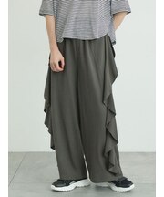 カットクレープフリルワイドパンツ