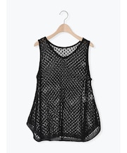 麻タッチレース編み2WAYノースリーブチュニック