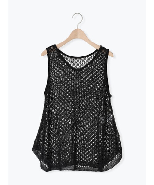 麻タッチレース編み2WAYノースリーブチュニック