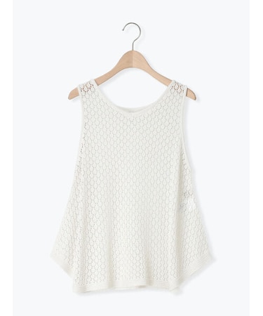 麻タッチレース編み2WAYノースリーブチュニック