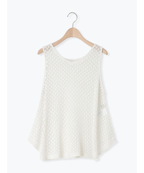 麻タッチレース編み2WAYノースリーブチュニック