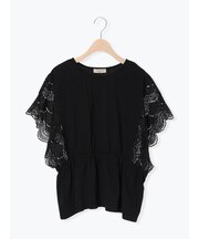 カットワーク刺繍ドッキングTシャツ