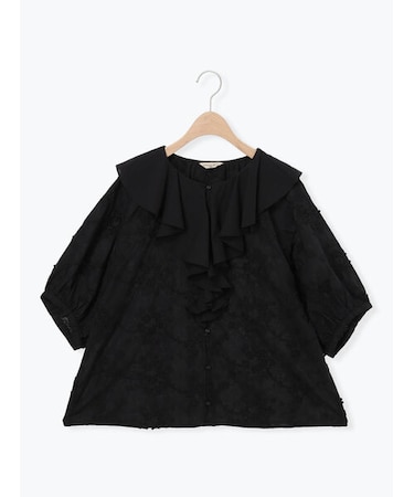 3Dレースフリル襟ブラウス