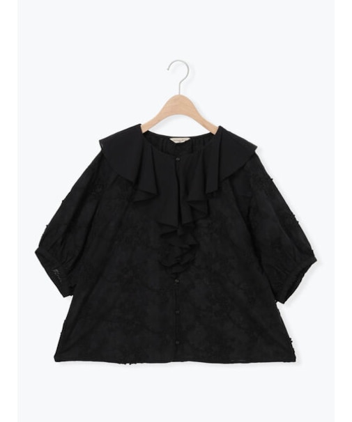 3Dレースフリル襟ブラウス