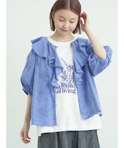 3Dレースフリル襟ブラウス