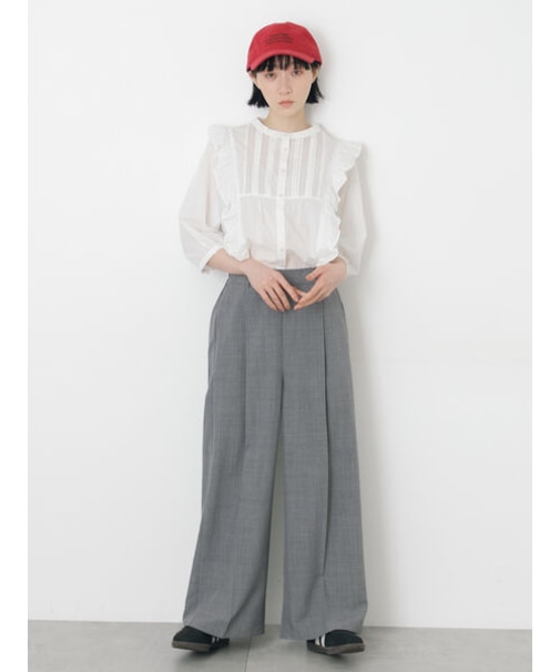 【イージーケア、接触冷感】タックワイドパンツ