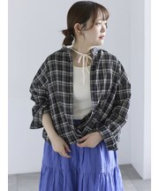 【マルチウェイ/イージーケア】チェック柄ビッグシャツ
