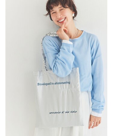 サテンロゴ刺繍トートバッグ