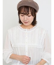 【接触冷感】裾フリルティアードレースブラウス