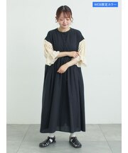 袖メッシュレースワンピース《WEB限定カラーあり》