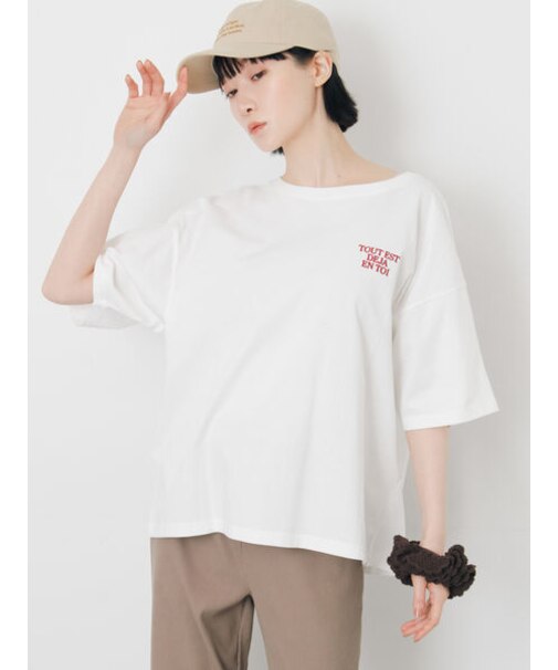 【接触冷感】ロゴ刺繍バックプリントTシャツ