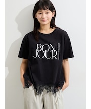 【接触冷感】裾レースロゴTシャツ