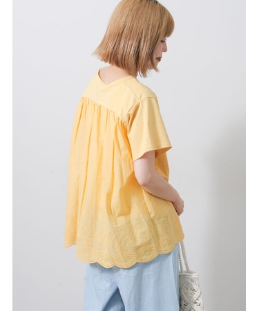 【接触冷感】バックスカラップレースTシャツ