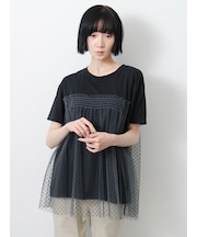 ◇【接触冷感/UVカット】ドットチュールドッキングTシャツ