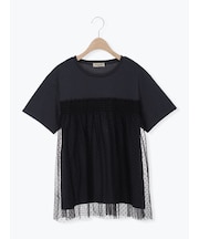 ◇【接触冷感/UVカット】ドットチュールドッキングTシャツ