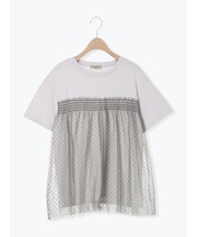 ◇【接触冷感/UVカット】ドットチュールドッキングTシャツ