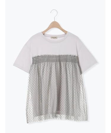 ◇【接触冷感/UVカット】ドットチュールドッキングTシャツ