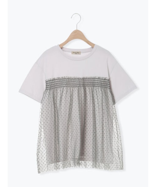 ◇【接触冷感/UVカット】ドットチュールドッキングTシャツ