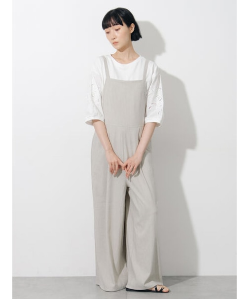 麻レーヨンストレッチサロペット