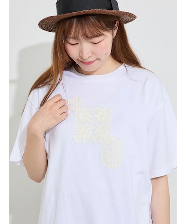 【接触冷感】パーツレース貼りTシャツ