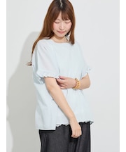 【クールコットン】袖フリルTブラウス