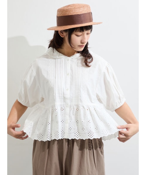 【販路限定】パフスリーブレースブラウス