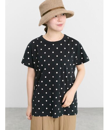 【オーガニックコットン】ドット柄Tシャツ